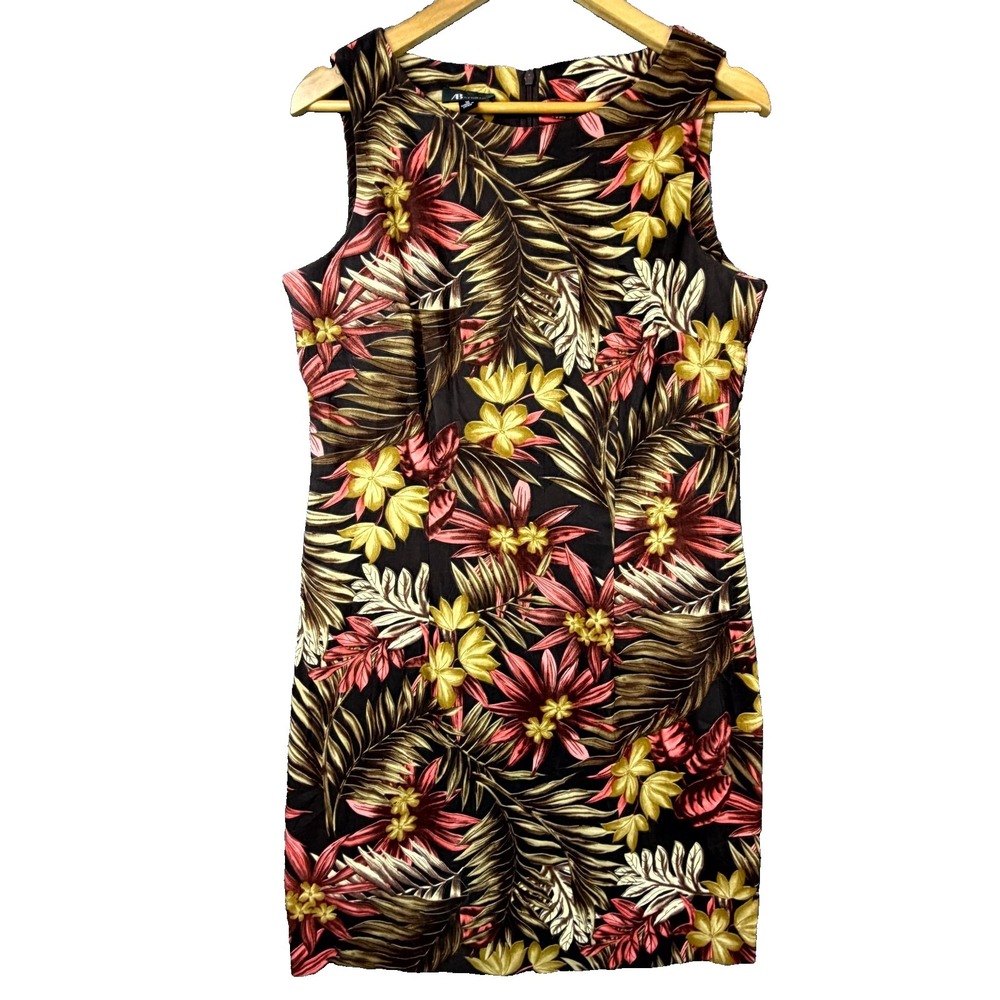 AB Studio Dress Womens 12 Dark Hawaiian Tropical Summer Resortwear Vacation